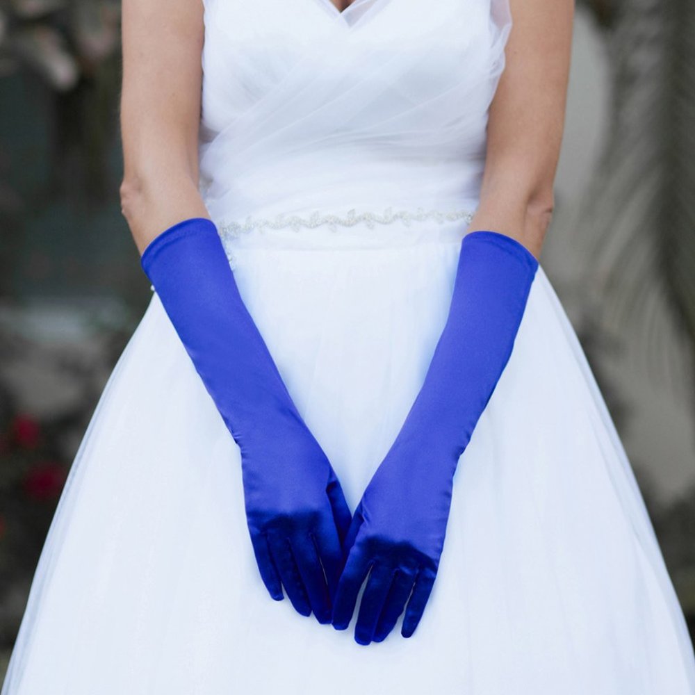 Medium Satin Wedding Gloves, Royal